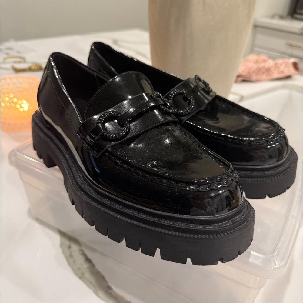 Aldo Glossy Black Chunky Loafers